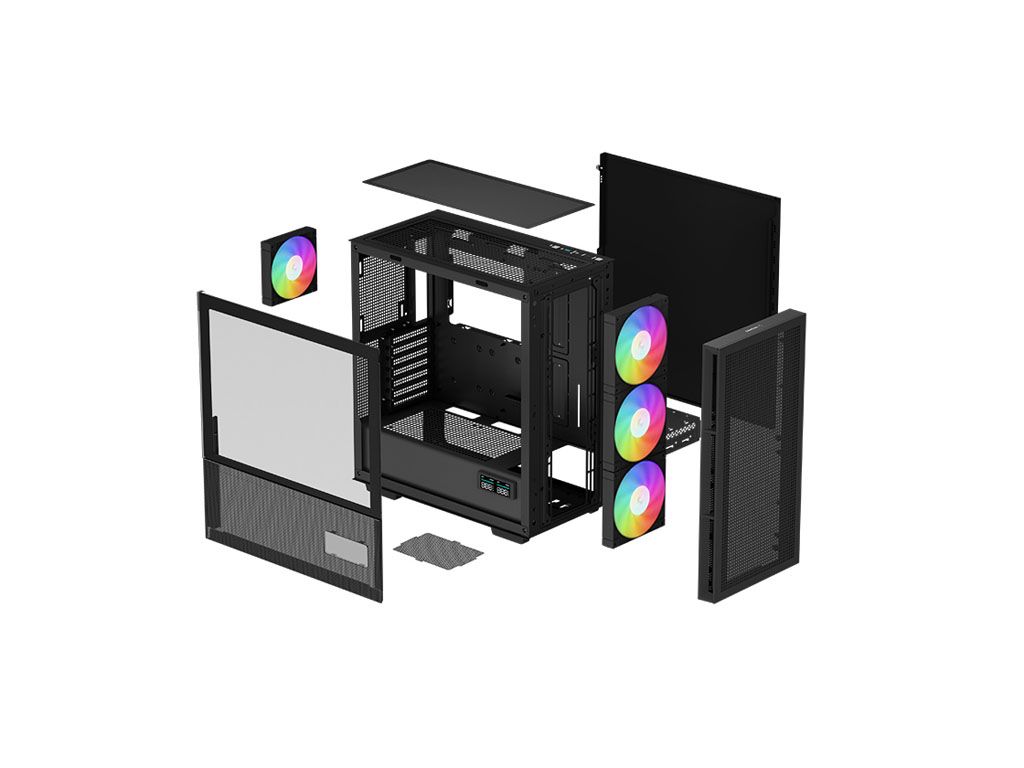Kućište DeepCool CH560 Digital, E-ATX, Bez napajanja, Kaljeno staklo, ARGB, Crna, R-CH560-BKAPE4D-G-1