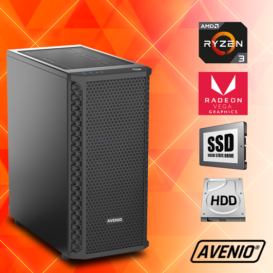 Avenio Vindicator AMD Ryzen 3 3200G 3.60GHz 8GB 240GB SSD + 1TB HDD FreeDOS Radeon™ Vega 8 Graphics P/N: 02241526