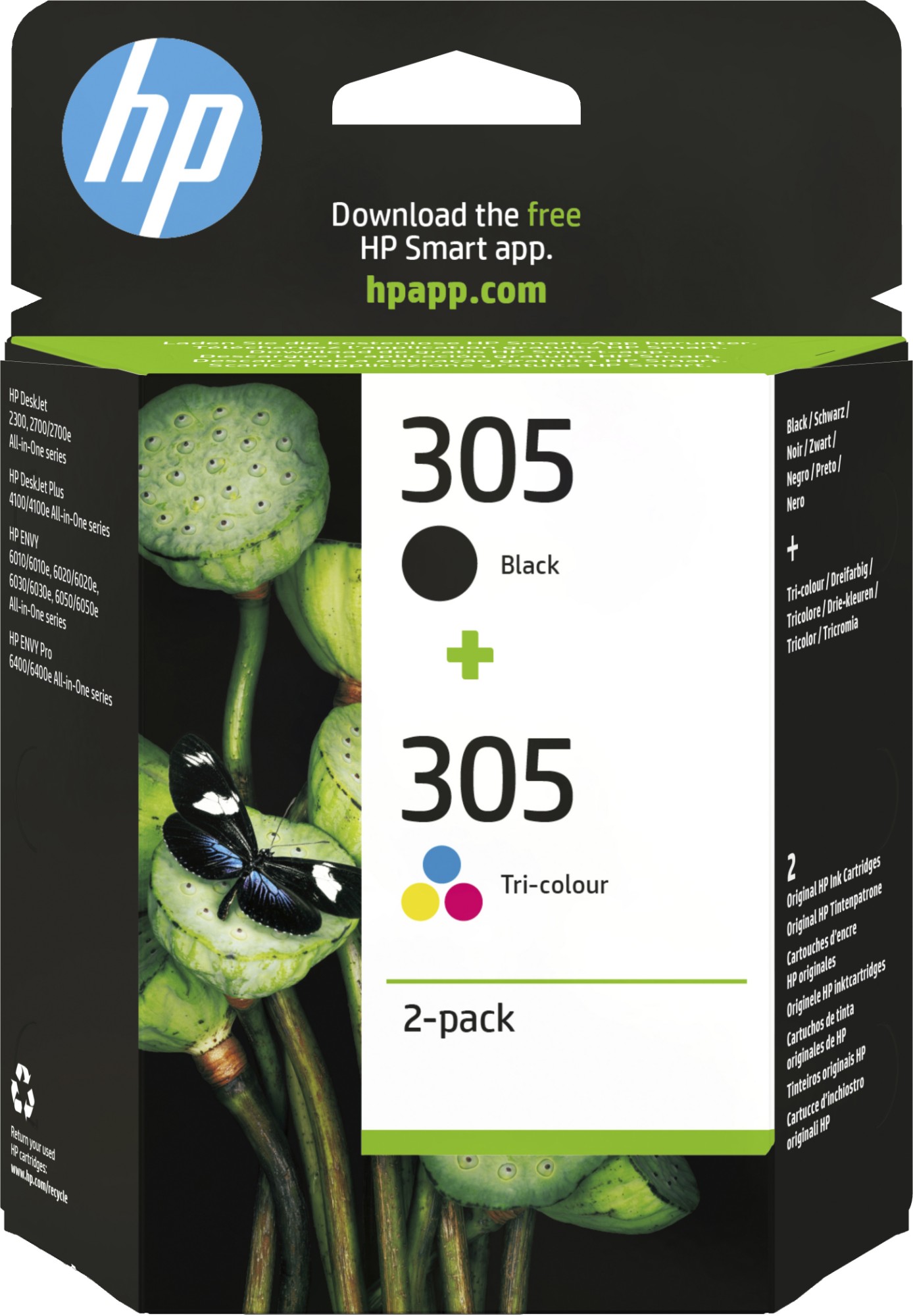 Tinta HP 305 2-Pack Tri-color/Black Original Ink Cartridge P/N: 6ZD17AE
