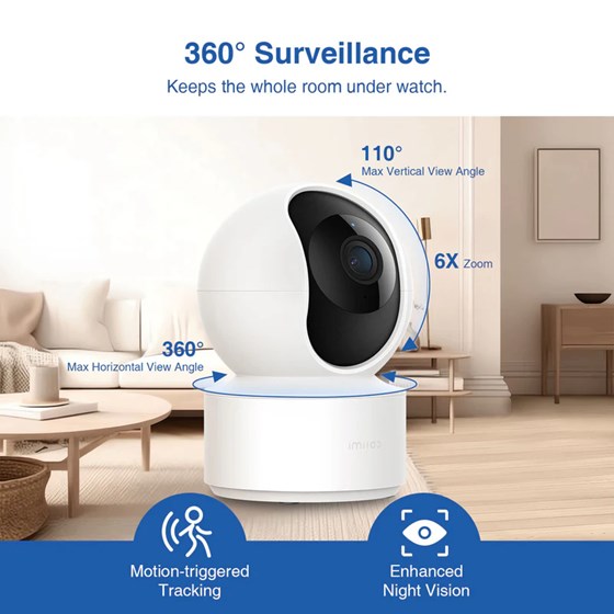 Imilab C21 Smart WiFi sigurnosna kamera, unutarnja, 2.5K, 4MP, IR, Mi Home/Xiaomi, Alexa & Google Assistant