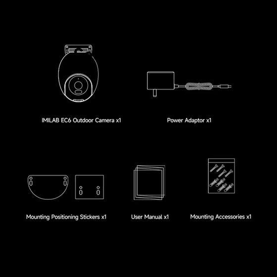Imilab EC6 Smart WiFi 6 sigurnosna kamera, vanjska, 3K, 5MP, Color Night Vision, IP66, Mi Home/Xiaomi, Alexa & Google Assistant