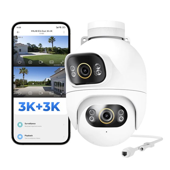 Imilab EC6 Dual Smart WiFi 6  sigurnosna kamera, vanjska, 3K×2, 5MP×2, Color Night Vision, LAN, IP65, Mi Home/Xiaomi, Alexa & Google Assistant