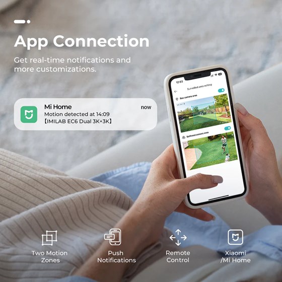 Imilab EC6 Dual Smart WiFi 6  sigurnosna kamera, vanjska, 3K×2, 5MP×2, Color Night Vision, LAN, IP65, Mi Home/Xiaomi, Alexa & Google Assistant