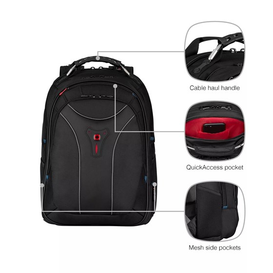 Ruksak za laptope do 17" Wenger Carbon Crni