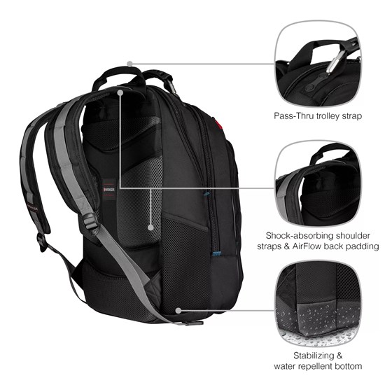 Ruksak za laptope do 17" Wenger Carbon Crni