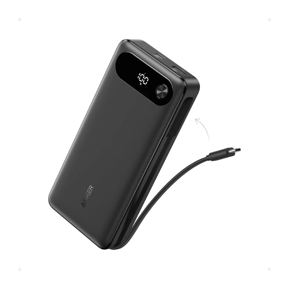 Anker Powerbank 20.000 mAh, 87W s ugrađenim USB-C kablom, crni