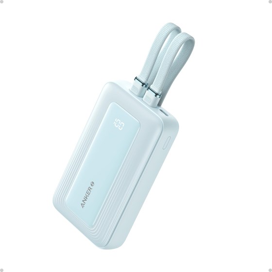 Anker Zolo Powerbank 10.000 mAh, 30W s ugrađenim kabloma USB-C + Lightning, plavi