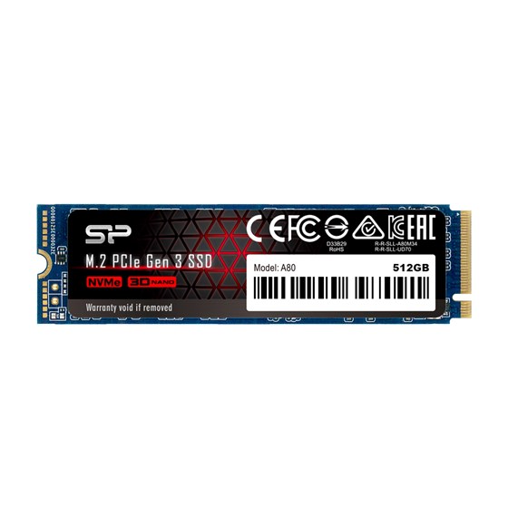 SSD 512GB Silicon Power A80, M.2 NVMe, PCIe Gen3x4, 3400/3000 MB/s, SP512GBP34A80M28