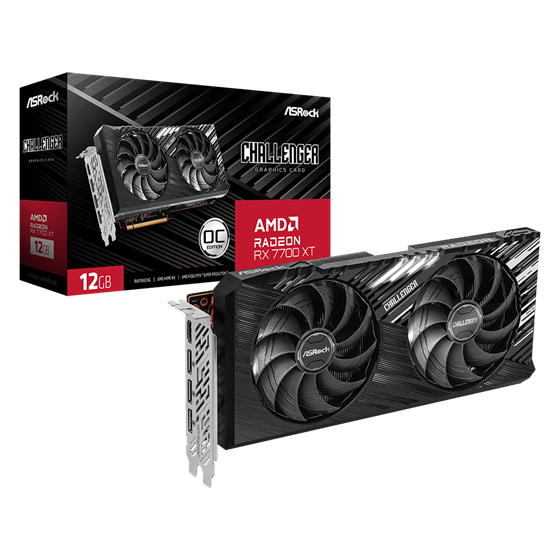 Grafička kartica ASRock, AMD Radeon RX 7700 XT Challenger 12GB OC, 12GB GDDR6, 1x HDMI, 3x DisplayPort, RX7700XT CL 12GO
