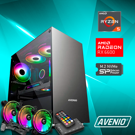 Avenio TopGamer AMD Ryzen 5 4500 4.10GHz 16GB 512GB NVMe SSD W11P AMD Radeon RX 6600 8GB GDDR6 P/N: 02242820