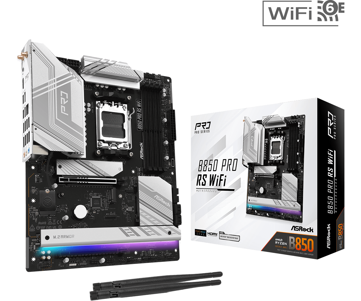 Matična ploča ASRock B850 PRO RS WIFI, AMD B850, Socket AM5, ATX, DDR5