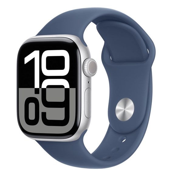 Apple Watch S10 GPS 42mm Silver Alu Case with Denim Sport Band - S/M