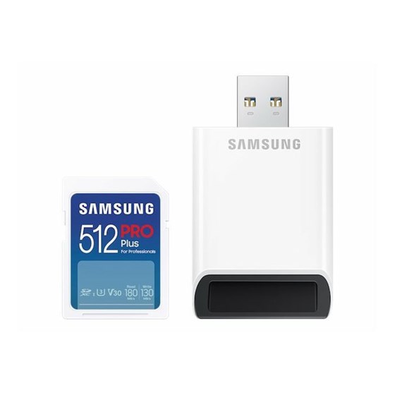 Memorija SDXC 512GB Samsung SD PRO Plus 2023 + USB Card Reader UHS-I U3, MB-SD512SB/WW