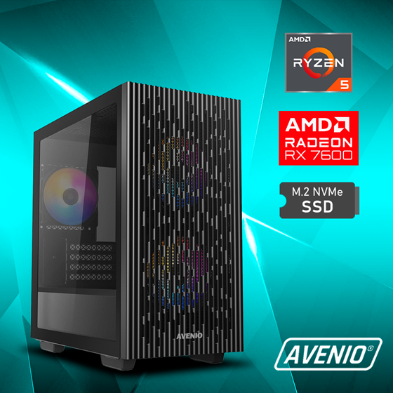 Avenio TopGamer AMD Ryzen 5 5600 4.40GHz 16GB 1TB NVMe SSD W11P AMD RX 7600 8GB GDDR6 P/N: 02242882