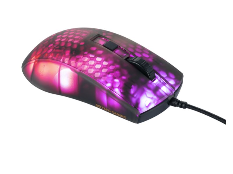 Miš DELTACO GAMING DM310 Semi-Transparent RGB Ultralight Gaming Mouse, black