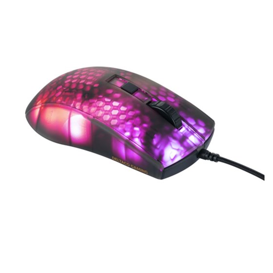 Miš DELTACO GAMING DM310 Semi-Transparent RGB Ultralight Gaming Mouse, black