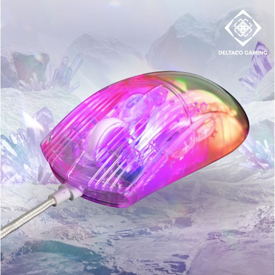 Miš DELTACO GAMING DM330, RGB Gaming Mouse, Transparent