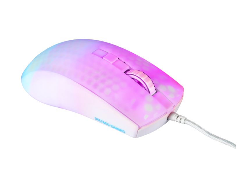 Miš DELTACO GAMING WM87 Semi-Transparent RGB Ultralight Gaming Mouse, White