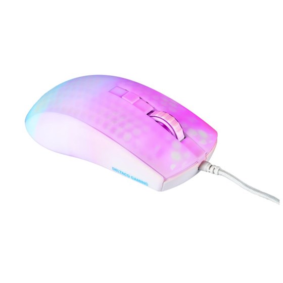 Miš DELTACO GAMING WM87 Semi-Transparent RGB Ultralight Gaming Mouse, White