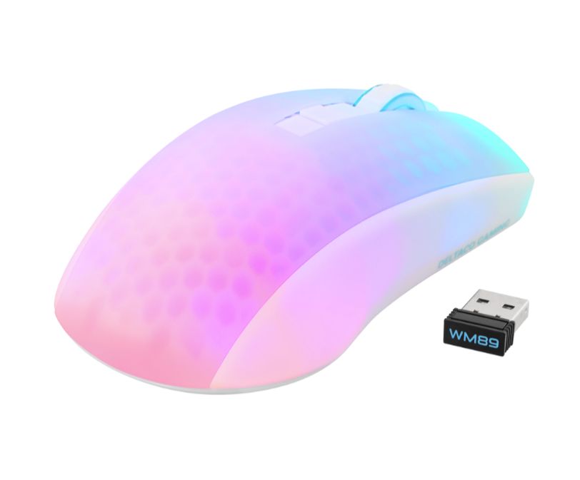 Miš DELTACO GAMING WM89 Wireless Semi-Transparent RGB lightweight mouse, white