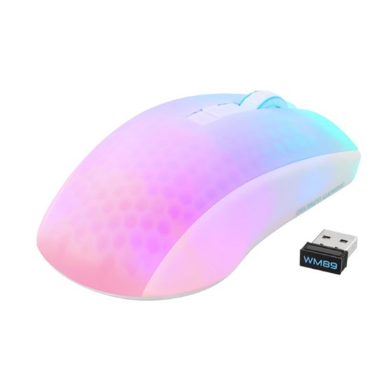 Miš DELTACO GAMING WM89 Wireless Semi-Transparent RGB lightweight mouse, white