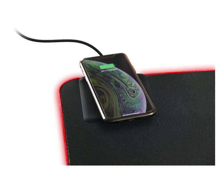 Podloga za miš DELTACO GAMING Extra wide RGB mouse pad with wireless charging, neoprene 10W fast charge, 900x400