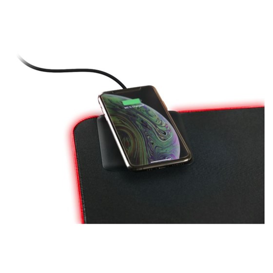 Podloga za miš DELTACO GAMING Extra wide RGB mouse pad with wireless charging, neoprene 10W fast charge, 900x400