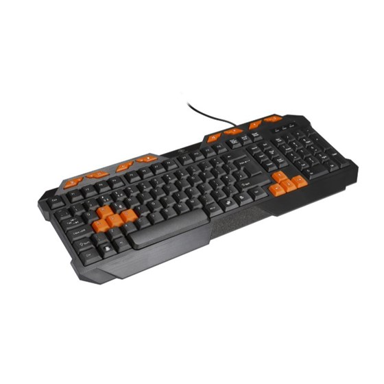 Tipkovnica DELTACO GAMING Keyboard, anti-ghosting, USB, UK layout, black / orange