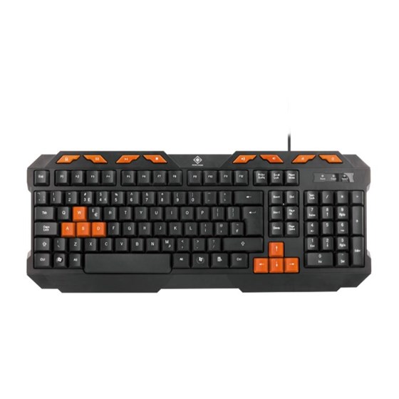 Tipkovnica DELTACO GAMING Keyboard, anti-ghosting, USB, UK layout, black / orange