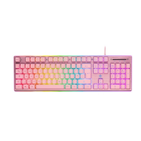 Tipkovnica DELTACO GAMING PK75 RGB keyboard, 105 keys, membrane switch, USB, pink/RGB