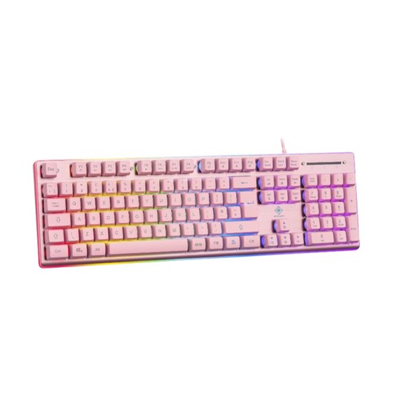 Tipkovnica DELTACO GAMING PK75 RGB keyboard, 105 keys, membrane switch, USB, pink/RGB