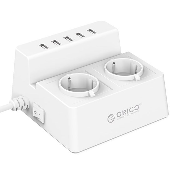 Punjač Orico 5-port USB punjač + 2 strujne utičnice  Bijeli P/N: 36835 