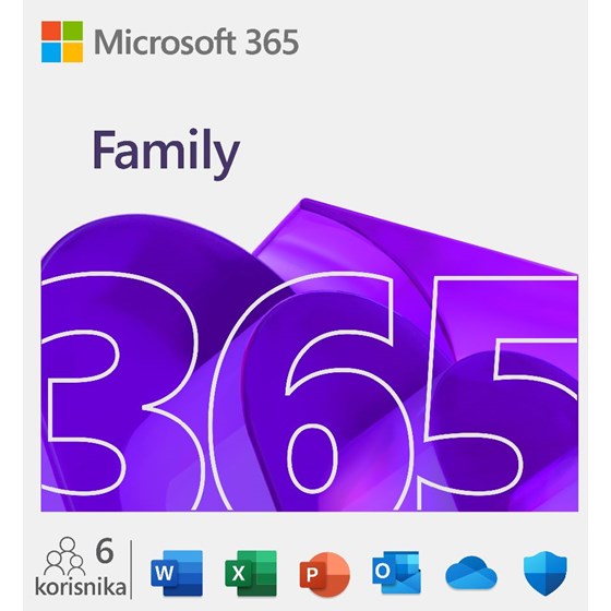 Software Microsoft 365 Family 1-godišnja pretplata, Premium Office aplikacije, 6GQ-01897