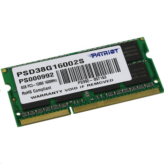 Memorija za prijenosnike 8GB DDR3 1600MHz Patriot P/N: PSD38G16002S 