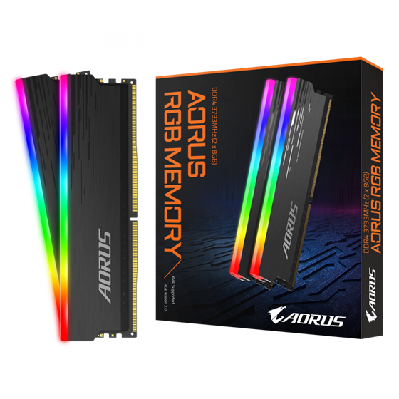 Memorija za PC, 16GB (2x 8GB) DDR4 3733 MT/s, Gigabyte AORUS RGB, Gray, GP-ARS16G37 