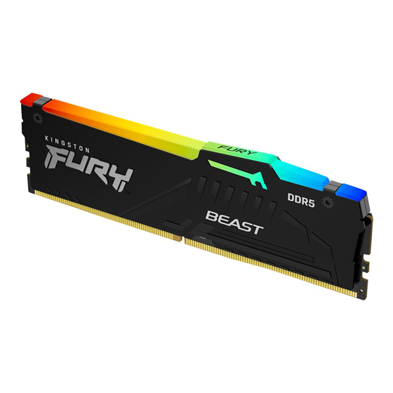 Memorija za PC, 64GB (2x 32GB) DDR5 6000 MT/s Kingston FURY Beast RGB, CL36, KF560C36BBEAK2-64