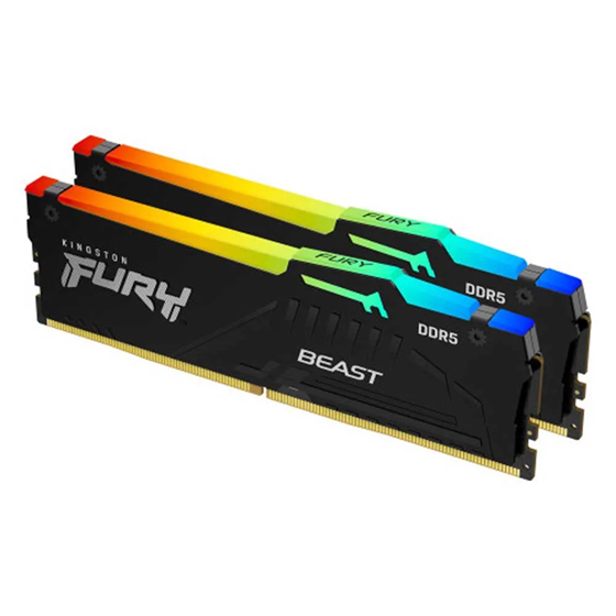 Memorija za PC, 16GB (2x 8GB) DDR5 6000 MT/s, Kingston FURY Beast RGB, CL36, KF560C36BBEAK2-16