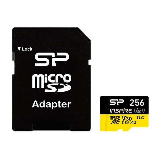 Memorija SD Micro Card, 256GB Silicon Power, A2 V30 UHS-I Inspire + adapter SD, SP256GBSTXLA2V1NSP