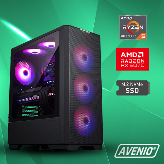 Avenio Vector XT AMD Ryzen 5 7600X3D 4.70GHz 32GB 1TB SSD  W11P AMD Radeon RX 9070 16GB GDDR6  P/N: 02243044