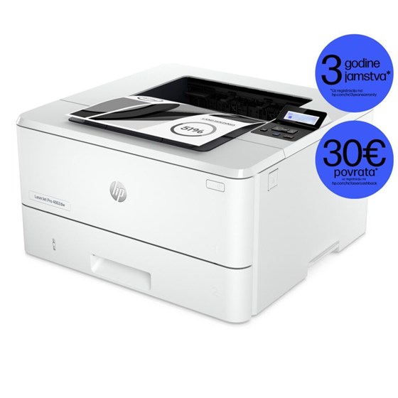 Pisač, HP LaserJet Pro 4002dw, 1200x1200dpi, brzina: 40str/min, USB 2.0 LAN Wi-Fi, 2Z606F