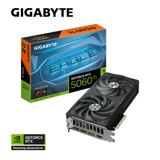 Grafička kartica Gigabyte, nVidia GeForce RTX 5060 Ti EAGLE OC 16G, 16GB GDDR7, 1x HDMI, 3x DisplayPort, GV-N506TEAGLE OC-16GD