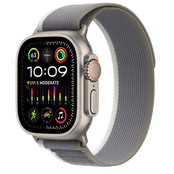 Apple Watch 49mm Band: Green/Gray Trail Loop - S/M, mt5y3zm/a