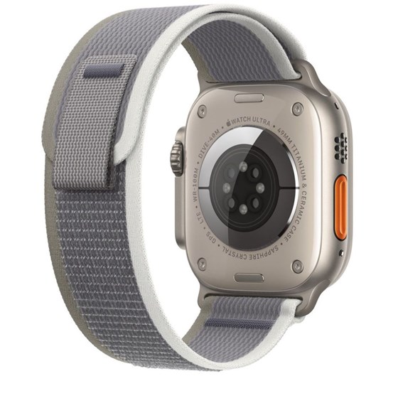 Apple Watch 49mm Band: Green/Gray Trail Loop - S/M, mt5y3zm/a