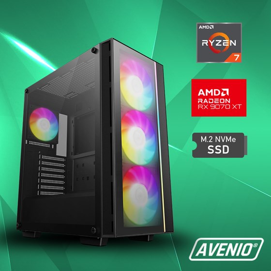 Avenio Vector XT AMD Ryzen 7 7700 5.30GHz 32GB 1TB M.2 NVMe W11P AMD Radeon RX 9070 XT 16GB  P/N: 02243040