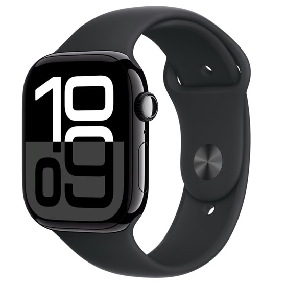 Apple Watch S10 GPS 46mm Jet Black Alu Case with Black Sport Band - S/M