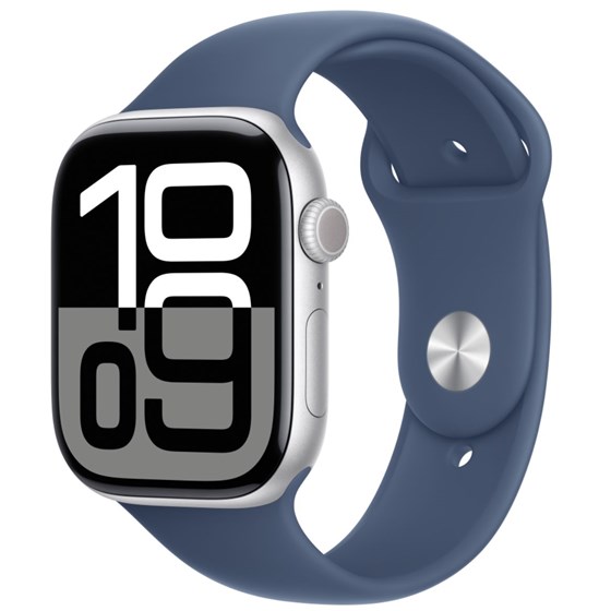 Apple Watch S10 GPS 46mm Silver Alu Case with Denim Sport Band - S/M