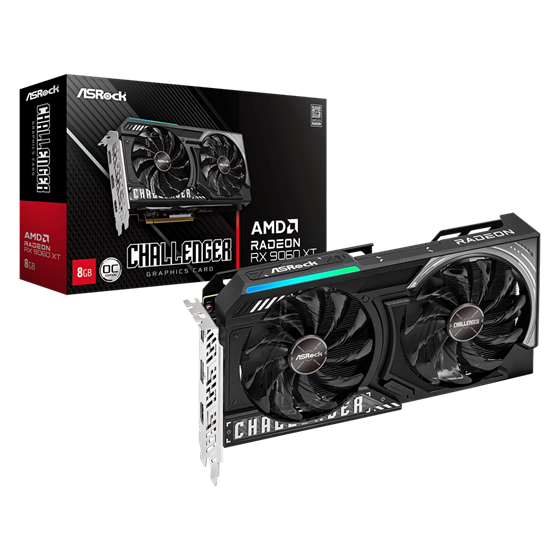 Grafička kartica ASRock, AMD Radeon RX 9060 XT Challenger 8GB OC, 8GB GDDR6, 1x HDMI, 2x DisplayPort, RX9060XT CL 8GO