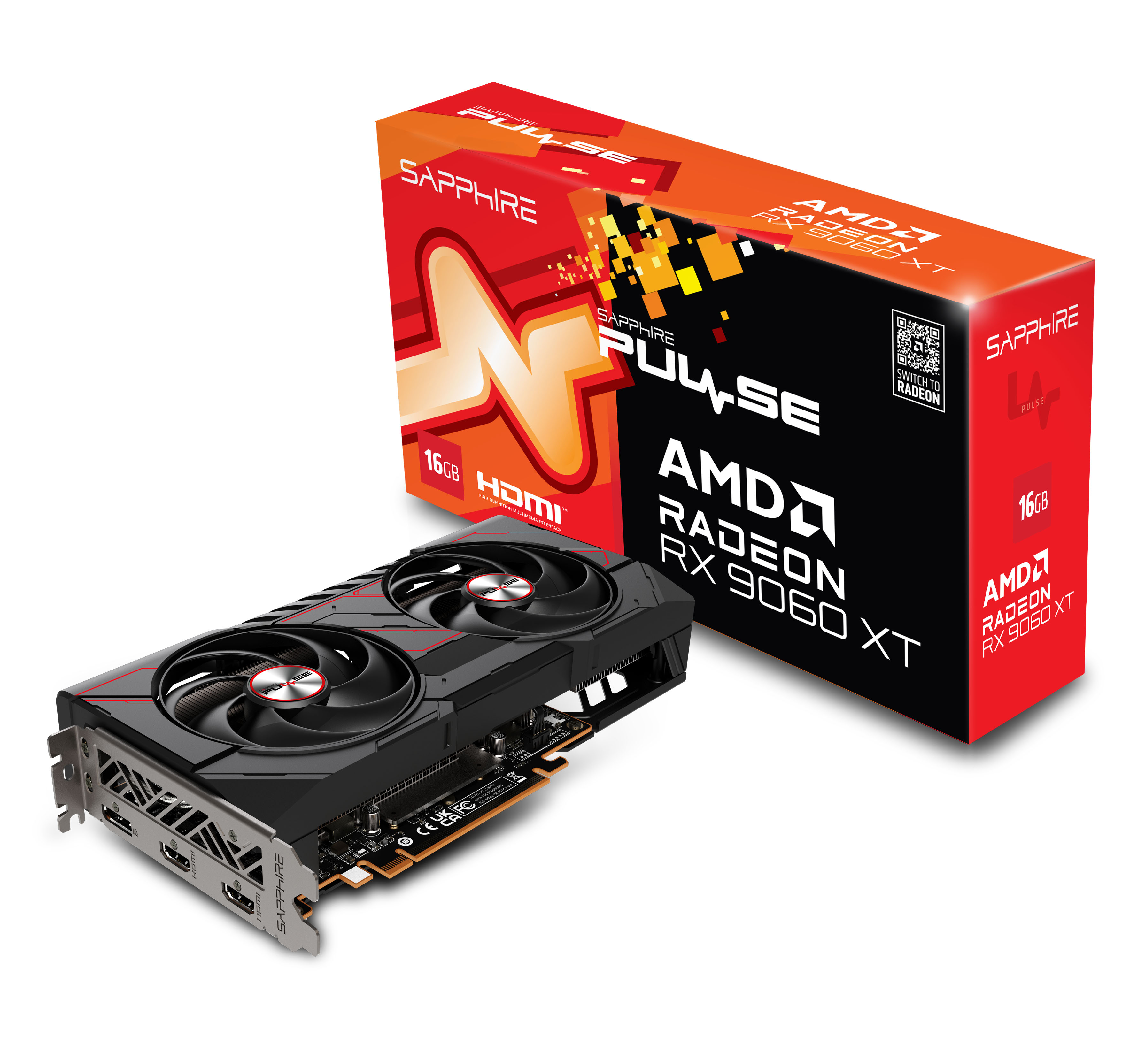 Grafička kartica Sapphire, AMD Radeon RX 9060 XT PULSE 16GB, 16GB GDDR6, 1x HDMI, 2x DisplayPort, 11350-03-20G