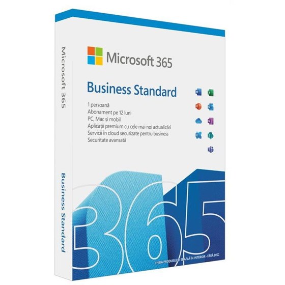 MS M365 Bus Standard Retail English Subscription P8 EuroZone 1 License Medialess 1 Year (EN) 