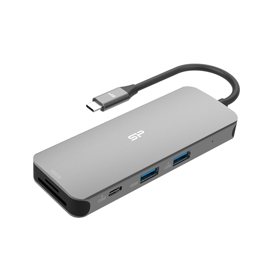 USB-C HUB Silicon Power SR30, 8u1 3x USB-A, 1x USB-C, 1x HDMI, 1x SD reader, 1x RJ45, PowerDelivery